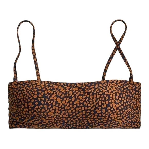 NWT! J. Crew Spot-On Print Bandeau Bikini Top in Navy Pecan. Size 2X - Picture 1 of 13